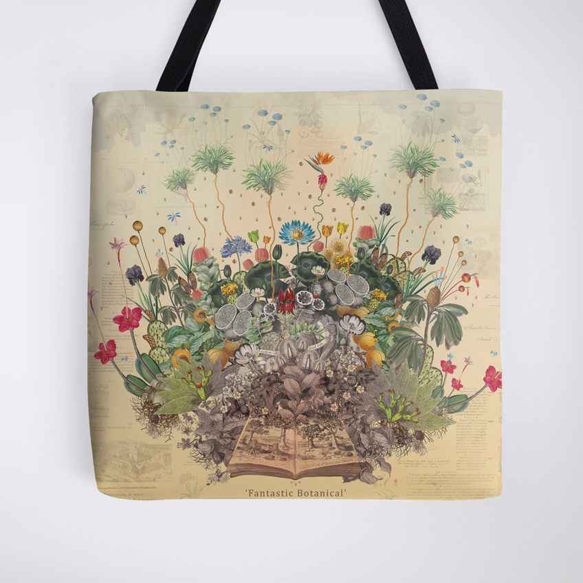 Tote bag with colourful floral bouquet