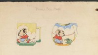 colour illustration by Dorothy Wall of drinking mugs featuring drawings of Blinky Bill