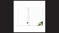 Blank pages for June 2018 in a diary include a small illustration in the bottom right corner
