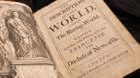 A copy of The Description of a New World, Called the Blazing-World, by Margaret Cavendish, open to the title page