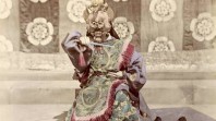 Japanese noh dancer, 1876, albumen silver photograph with hand-colouring
