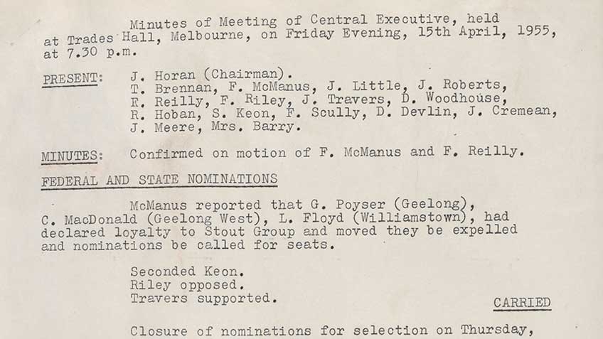 Democratic Labor Party central executive minutes