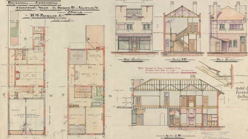 Plans for an Elwood chemist shop, 1917