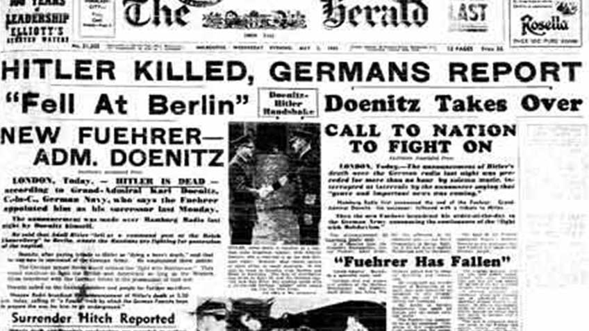 'The Melbourne Herald' front page, 1945