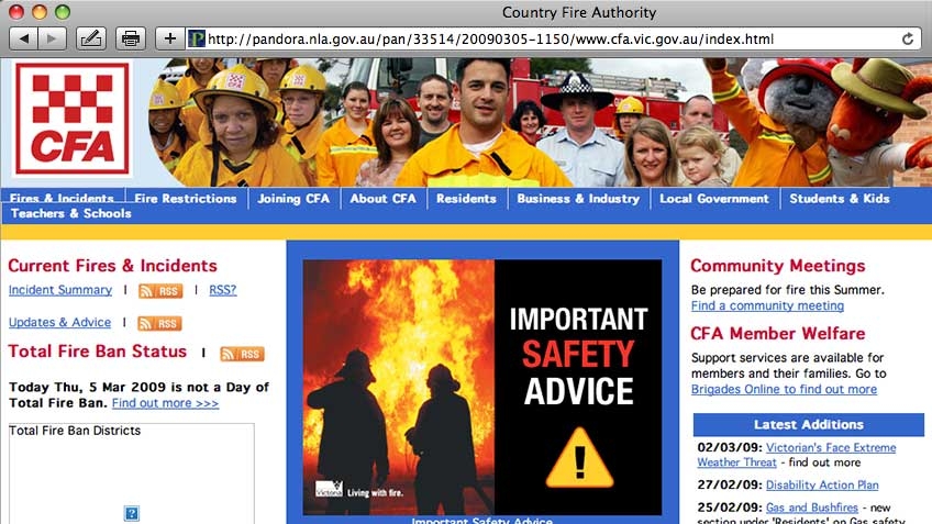 Pandora contains archived websites covering a broad range of subjects
