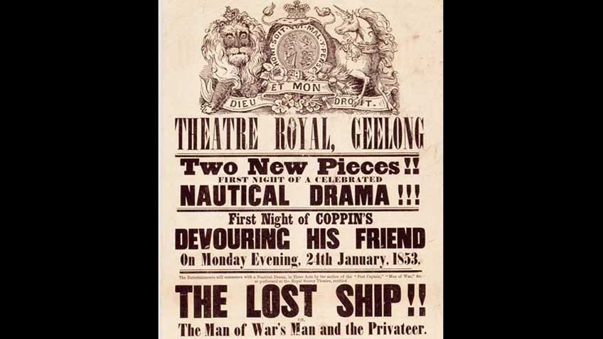 Poster advertising a Geelong theatrical bill, 1853