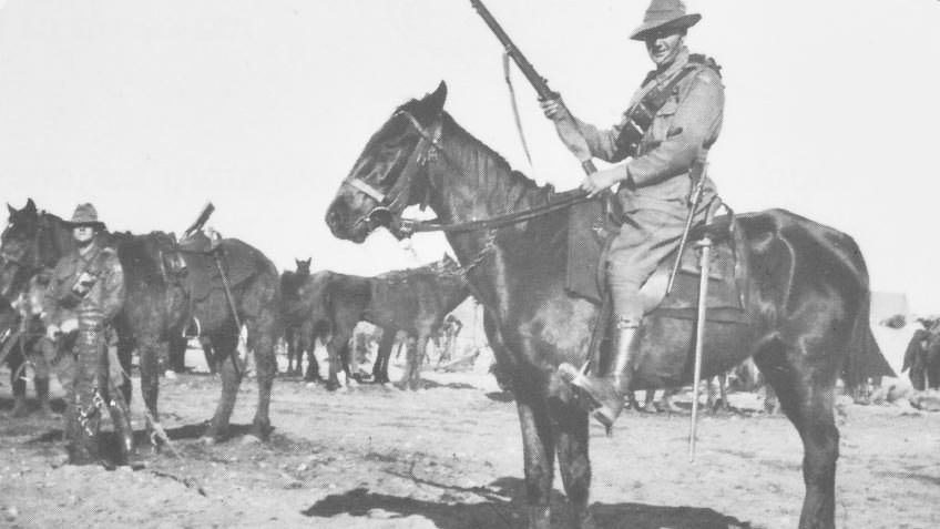 Sergeant George Auchterlonie astride his horse Paddy