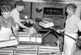 Australian Army bakers stacking the bread ready for distribution during World War II