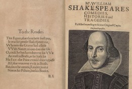 Shakespeare folio with portrait
