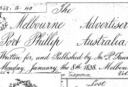 1838 edition of the 'Melbourne Advertiser'