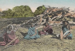 Postcard depicting Aboriginal people at their camp, c 1909