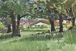 Calendar page showing a garden, 23 August 1920, by Robert Haddon