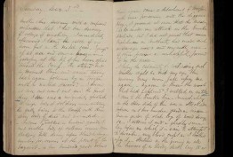 Double spread of Charles Evans' diary, 1854