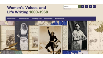 Screenshot of the Women’s Voices and Life Writing Database webpage