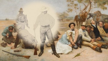 Depicts the finished painting with a circle showing the underlying sketches