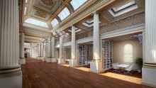 Colour photo of artists impression of redeveloped Queen's Hall Gallery at State Library Victoria