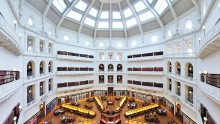 Photo looking down on the La Trobe Reading Room