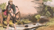 Sketch of man walking by ST Gill