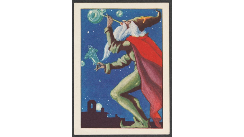 Poster of a man blowing bubbles