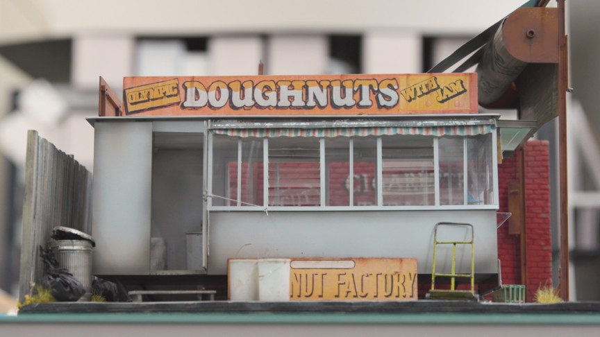 Side view of a mini doughnut van