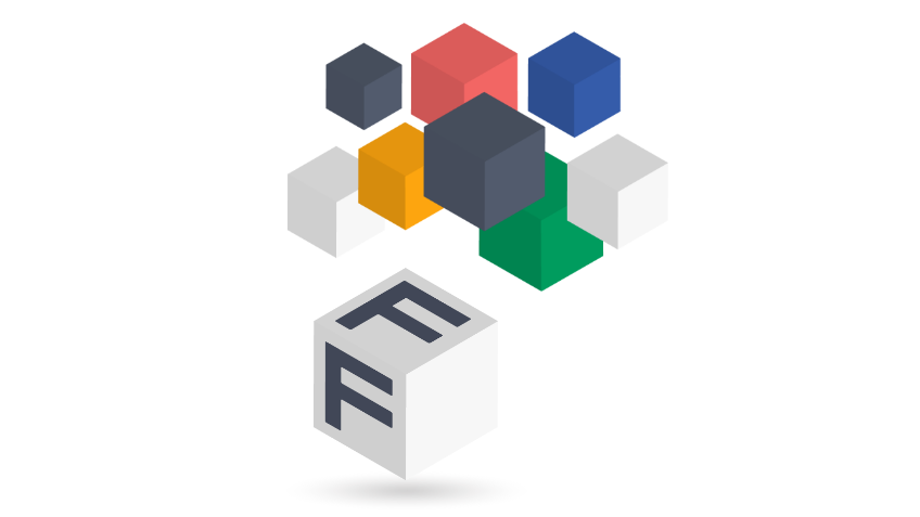 Colourful blocks on a white background