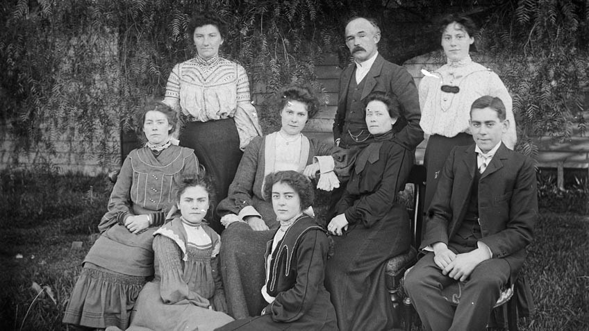 Family group in a garden